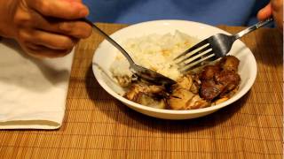 Eating Adobo and Rice With a Spoon and Fork [upl. by Hamforrd]