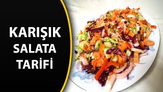 KARIŞIK SALATA Karışık salata tarifi  pratik salatalar [upl. by Ruosnam]