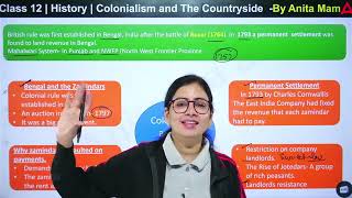 ColonialismandtheCountrysideClass12QuickRevisionMindMapClass12HistoryByAnitaMam [upl. by Suu47]