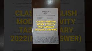 CLASS 10 ENGLISH MODEL ACTIVITY TASK JANUARY 2022 FULL ANSWERS  MODEL ACTIVITY TASK CLASS 10 [upl. by Noral98]