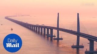 The 34milelong ZhuhaiMacau bridge opens in Hong Kong [upl. by Rainer]