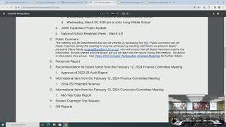 Grafton School District Board Meeting February 26 2024 [upl. by Eudoxia446]