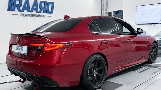 Alfa Romeo Giulia Veloce 20 280hp 2022 OPFGPF  RAARO Performance exhaust and dyno run 320hp [upl. by Enovahs]