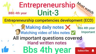 Entrepreneurship competencies development ECDunit3Entrepreneurship noteBBS 4th yearnotes [upl. by Ijic768]