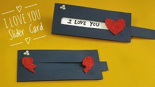 I love you Slider card tutorial  Heart slider card making valentine day card making idea [upl. by Neenwahs]