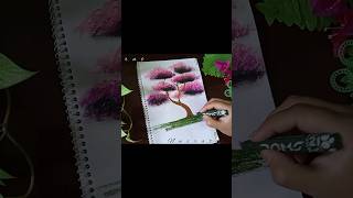 pink cherry blossom tree drawing treedrawing treepainting shorts painting youtubeshorts tree [upl. by Pascha453]