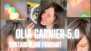 Garnier Olia 50 Chatain clair fondant  Coloration permanente prise cheveux blancs 100100 [upl. by Kcirad648]