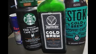 Jägermeister Cold Brew Taste Tests with various Coffee Drinks and Red Bull [upl. by Enirehtak]