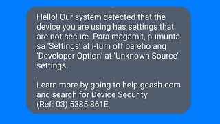 Our system detected that the device you are using has settings that are not secure in Gcash [upl. by Gruchot949]