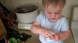 Montessori Practical Skill  1yearold helping with dinner [upl. by Aloke546]