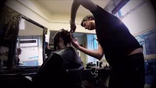 Undercut a line bob haircut tutorial [upl. by Ellierim155]