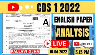 CDS Exam का English Analysis  CDS1 2022 CDS Answerkey Unacademy English [upl. by Crosby]