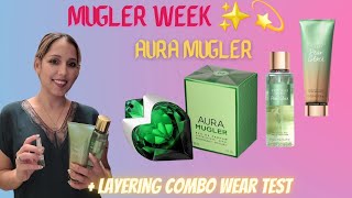 AURA MUGLER💚✨❇️💫Wear Test ReviewPlus Layered Combo Wear TestVictorias Secret 🍐Pear Glace [upl. by Aehr13]