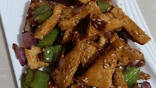 Tokwa recipetokwabellpepper onion sesameseeds oystersauce soysauce [upl. by Dnalevets]