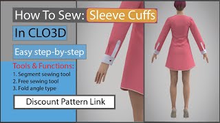 How to sew sleeve cuff stepbystep in clo3d beginners [upl. by Bakeman]