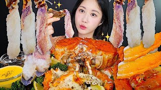 처음 본 킹크랩 홑게👀✨킹크랩 회 킹크랩 먹방🧡ft평소보다 말 많음 주의 33kg Raw King Crab タラバガニ  eating show  mukbang asmr [upl. by Summons]