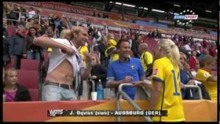 Josefine Öqvist quotuncensored versionquot changing shirt with german supporter [upl. by Gunn]