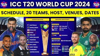 ICC T20 World Cup 2024 Schedule Teams Host Nation Venues Dates amp Timing Announced by ICC [upl. by Ariet538]