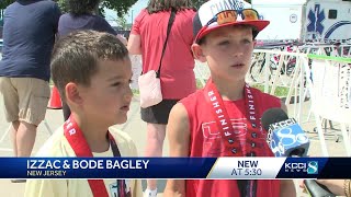 Tripledigit temps dont stop national youth triathlon from taking over Raccoon River Park [upl. by Atirehc397]