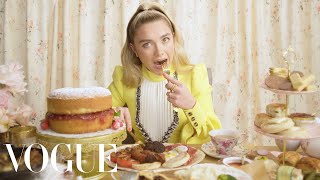 Florence Pugh Eats 11 English Dishes  Mukbang  Vogue [upl. by Oina818]