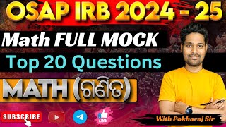 OSAP IRB 2024  Math Full Mock  Top 20 Questions  With Pokharaj sir  irb osap [upl. by Aikym]