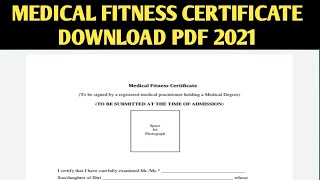 Medical Fitness certificate pdf  Medical fitness certificate for Admission and verification Deled [upl. by Lyndsay]