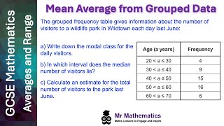 Mean from Grouped Data  Mr Mathematics [upl. by Reinhart]