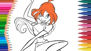 Winx Club Bloom Ausmalbilder Färbung  Kleine Hände Malbuch [upl. by Yetta538]