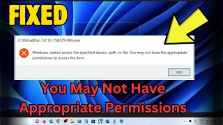 Fix You May Not Have Appropriate Permissions [upl. by Evie]