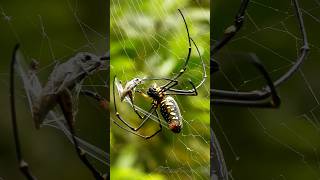 Closeup of spider hunting prey😱  Tropical Forest Bees spider hunting satisfying [upl. by Llacam]