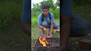 Outdoorfood SIMPLE BUT USEFUL Eat Hotdog In Forest camping outdoor bushcraf forest survival [upl. by Mou]