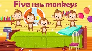 Five little monkeys  Bilingual Nursery Rhyme children song with Lyrics Ⓓⓔⓥⓐ Bilingual Collection [upl. by Stannwood202]