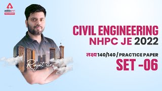 NHPC JE 2022  NHPC Civil Classes  Practice Set 6 [upl. by Vivi]