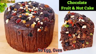 Chocolate Fruit amp Nut Cake  Christmas Plum Cake Recipe Chocolate Fruit Cake  Eggless Fruit Cake [upl. by Lemrahs903]