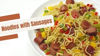 Instant Noodles Recipe with SausagesFranks  MaggiIndomie Instant Noodles with Vegetables [upl. by Miguelita]