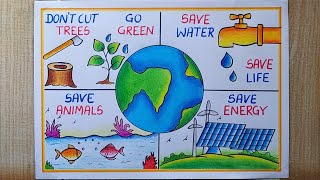 Environment Day poster drawing World Environment day drawing Save Earth Poster drawingSave Nature [upl. by Linder]