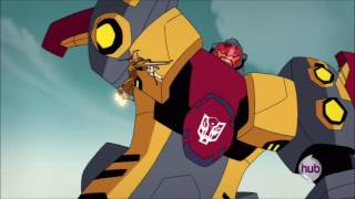 Transformers Animated  Omega Supreme vs Decepticons [upl. by Aubreir]