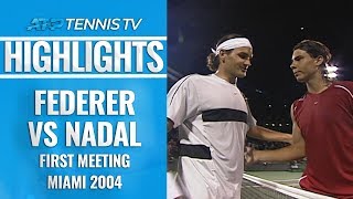 Federer vs Nadal FirstEver Match at Miami 2004 Highlights [upl. by Nimesay]