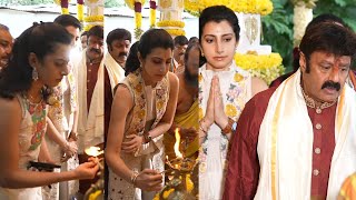 Tejaswini Nandamuri and Nara Brahmani With Nandamuri Balakrishna  Akhanda 2 Movie Pooja Ceremony [upl. by Gnoud]