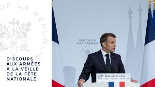 Discours du Président Emmanuel Macron en l’honneur des troupes qui défileront le 14 juillet [upl. by Tompkins]