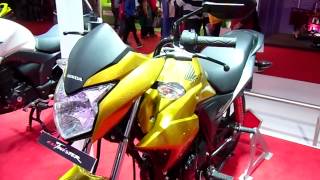 Honda CB Twister in Golden Yellow at 12th Auto Expo 2014 The Motor Show Greater Noida [upl. by Hogen]