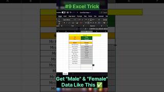 Get Male amp Female Data in Excel Like This ✅ excel exceltricks exceltips shorts [upl. by Buatti]