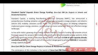 standard capital Markets ltd latest news  Standard Capital Expands Green Energy Funding News [upl. by Neu]