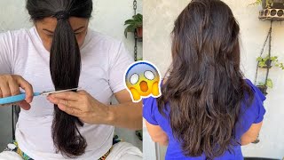 Como Cortei Meu Cabelo Repicado Sozinha 😍 Cortar o cabelo em casa [upl. by Naghem90]