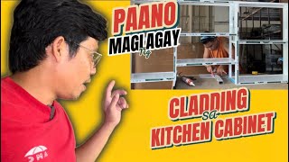 PAANO MAGLAGAY NG CLADDING SA CABINET O KITCHEN CABINETSHOW TO MAKE KITCHEN CABINET [upl. by Saloma]