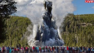 Horrible today Yellowstone geyser supervolcano eruption sends water 1500 meters into the air [upl. by Ozmo947]