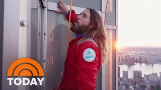 Jared Leto makes historic climb to top of Empire State Building [upl. by Binnings]