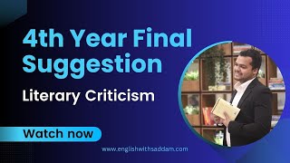 Literary Criticism Suggestion Exam 2021  Hons 4th Year Session 201617  English with Saddam [upl. by Eiffub]