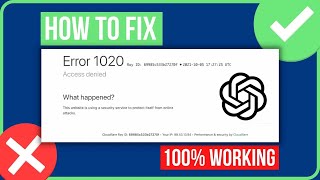 CHATGPT ACCESS DENIED ERROR CODE 1020 FIX  How to Fix Chatgpt Error Code 1020 2024 [upl. by Allekim750]