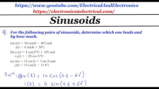 For the following pairs of sinusoids determine which one leads and by how much [upl. by Claiborn]